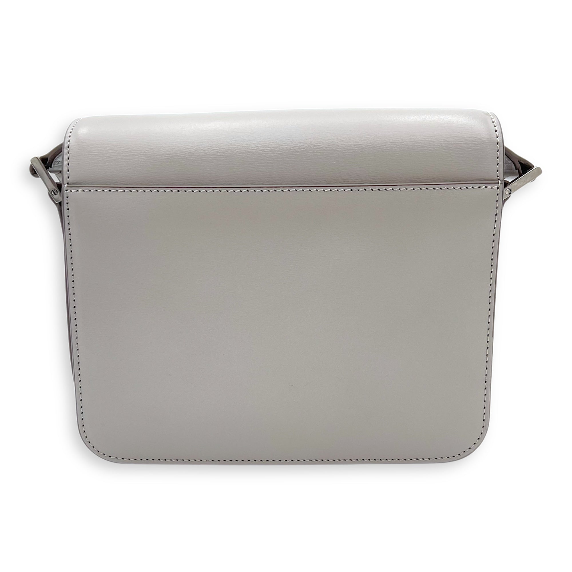 Saint Laurent Le 61 Saddle Grey Shoulder Bag in Calfskin, Silver hardware_2