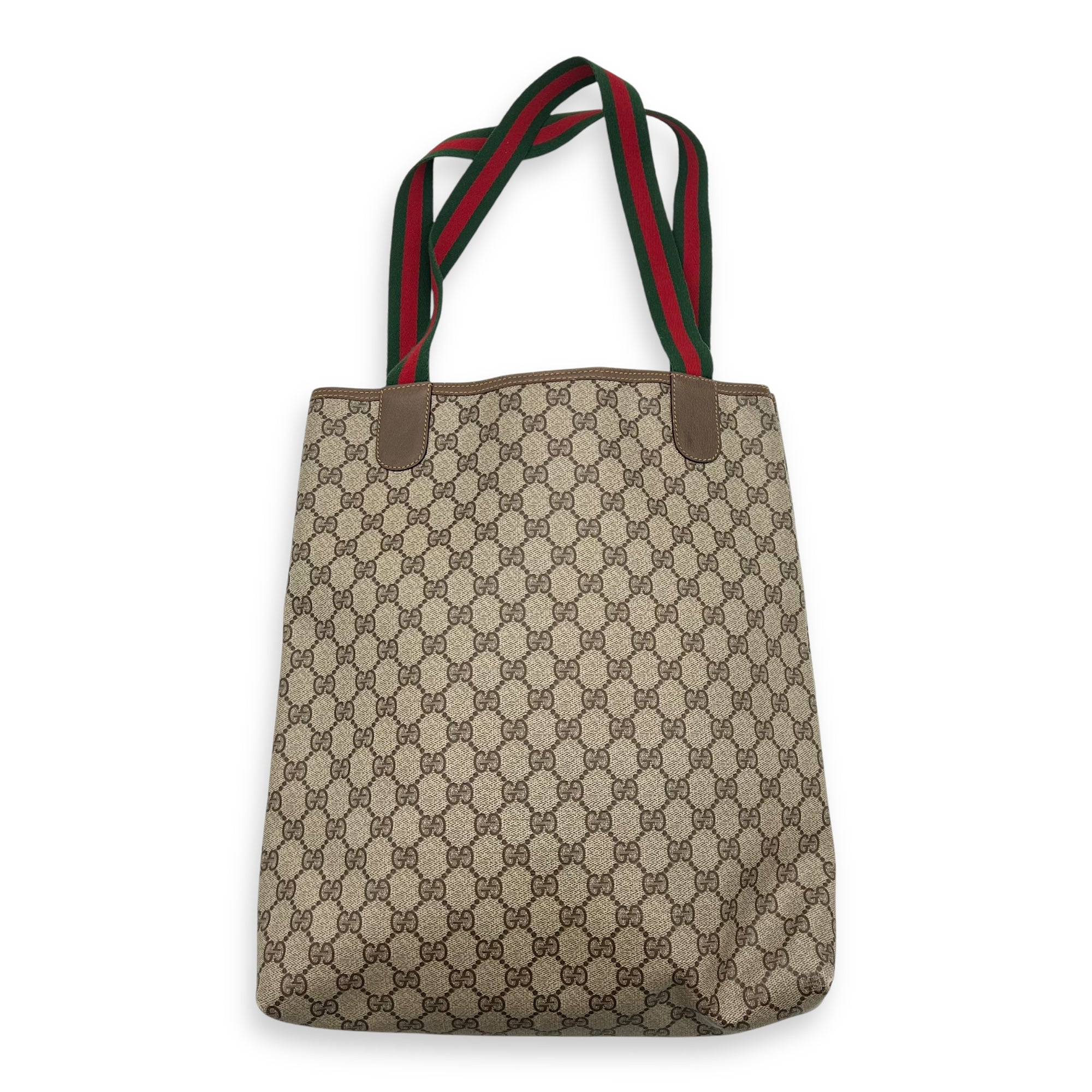 Gucci Vintage Tote Bag Beige in Coated Canvas, Gold hardware_2