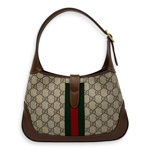 Gucci Jackie 1961 Shoulder Bag Brown in Coated Canvas, Gold hardware_2