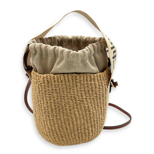 Chloé Bucket Crossbody Bag Brown in Jute, Gold hardware_2