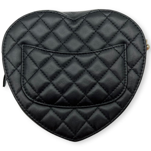 Chanel Heart Medium Black Crossbody Bag in Lambskin, Gold hardware_2