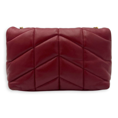 Saint Laurent Puffer Mini Red Shoulder Bag in Lambskin, Gold hardware_2