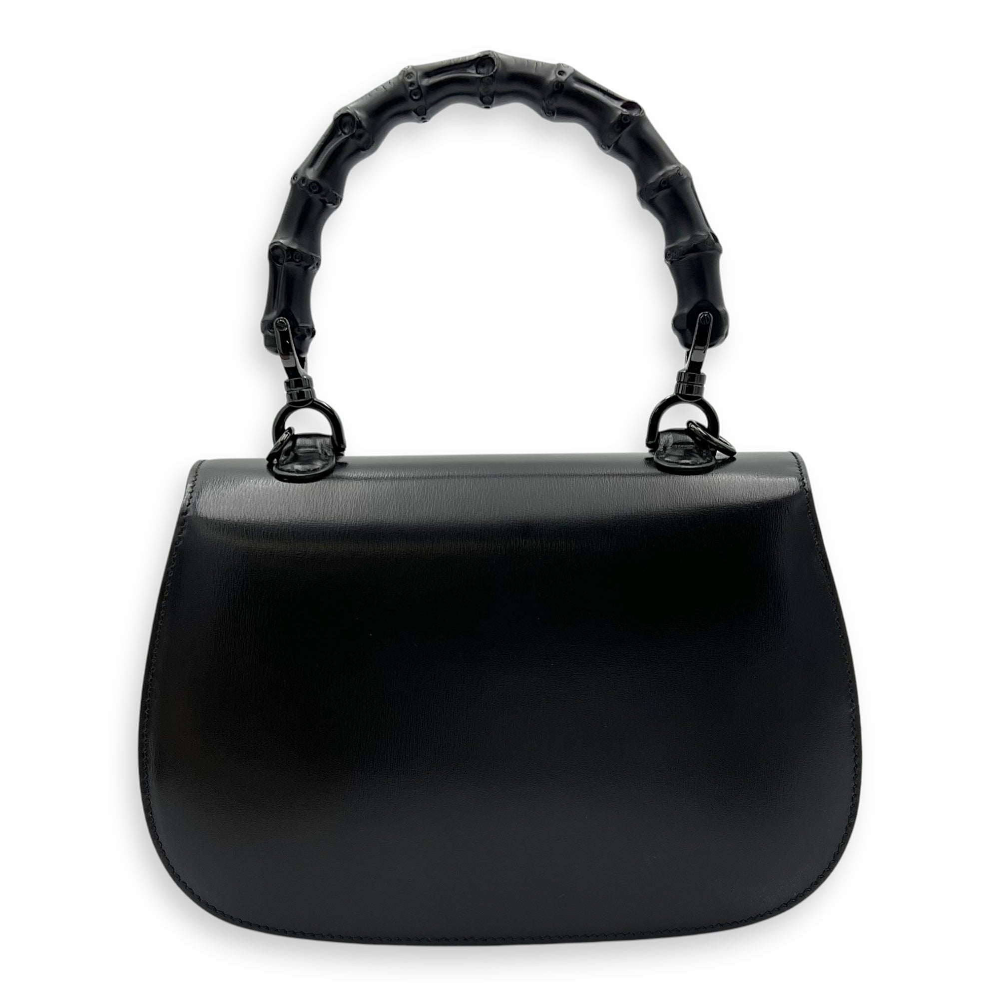 Gucci Bamboo Top Handle Bag Small Black in Calfskin, black hardware_2