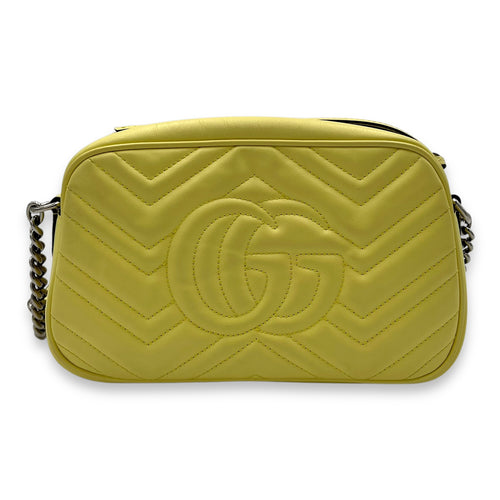 Gucci GG Marmont Crossbody Bag Medium Yellow in Calfskin, Silver hardware_2