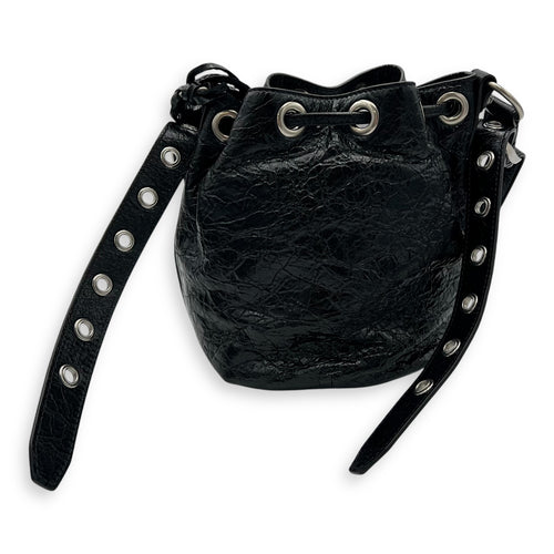 Balenciaga Le Cagole Bucket Bag Black in Lambskin, Silver hardware_2