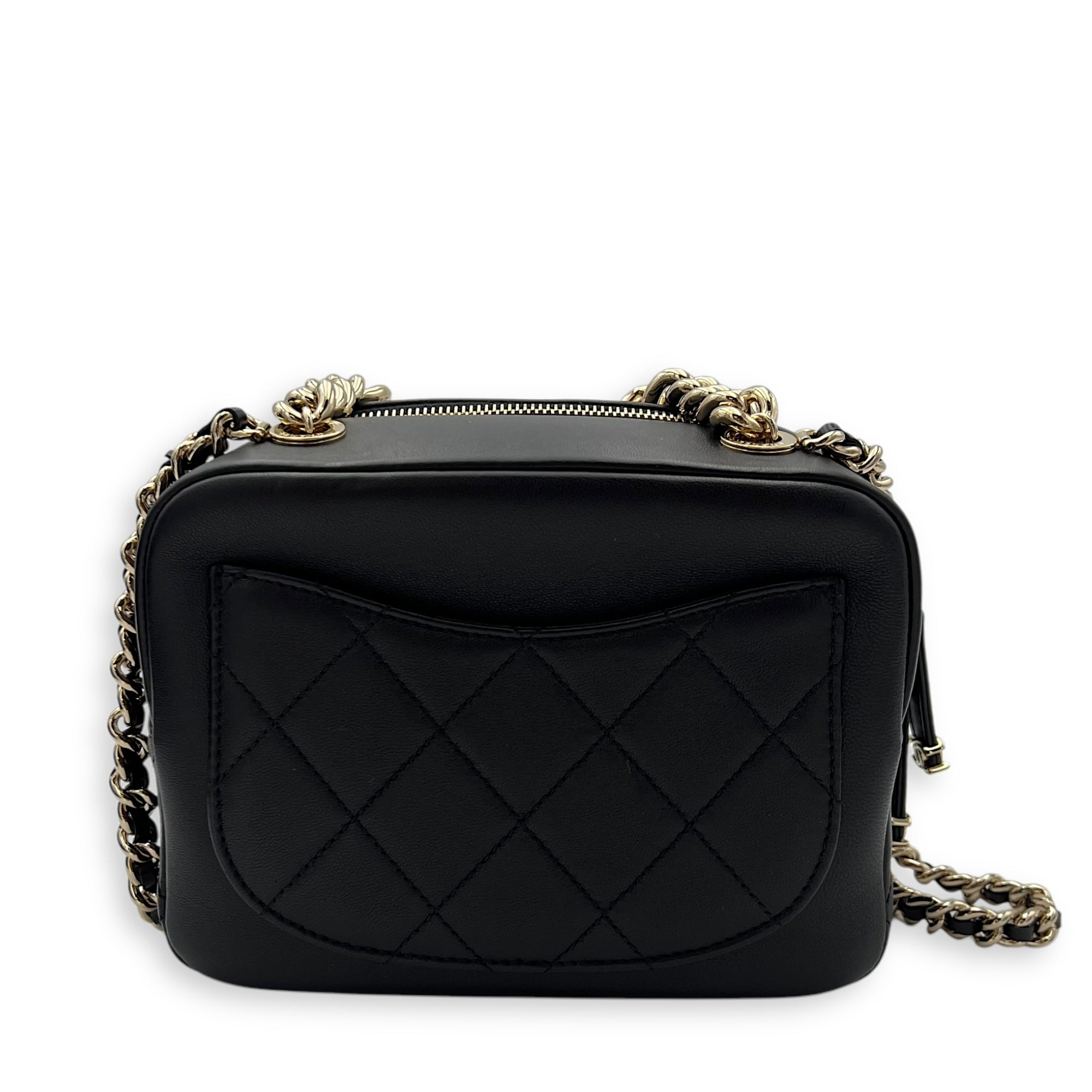 Chanel CC Camera Studded Black Shoulder Bag in Lambskin, Gold hardware_2