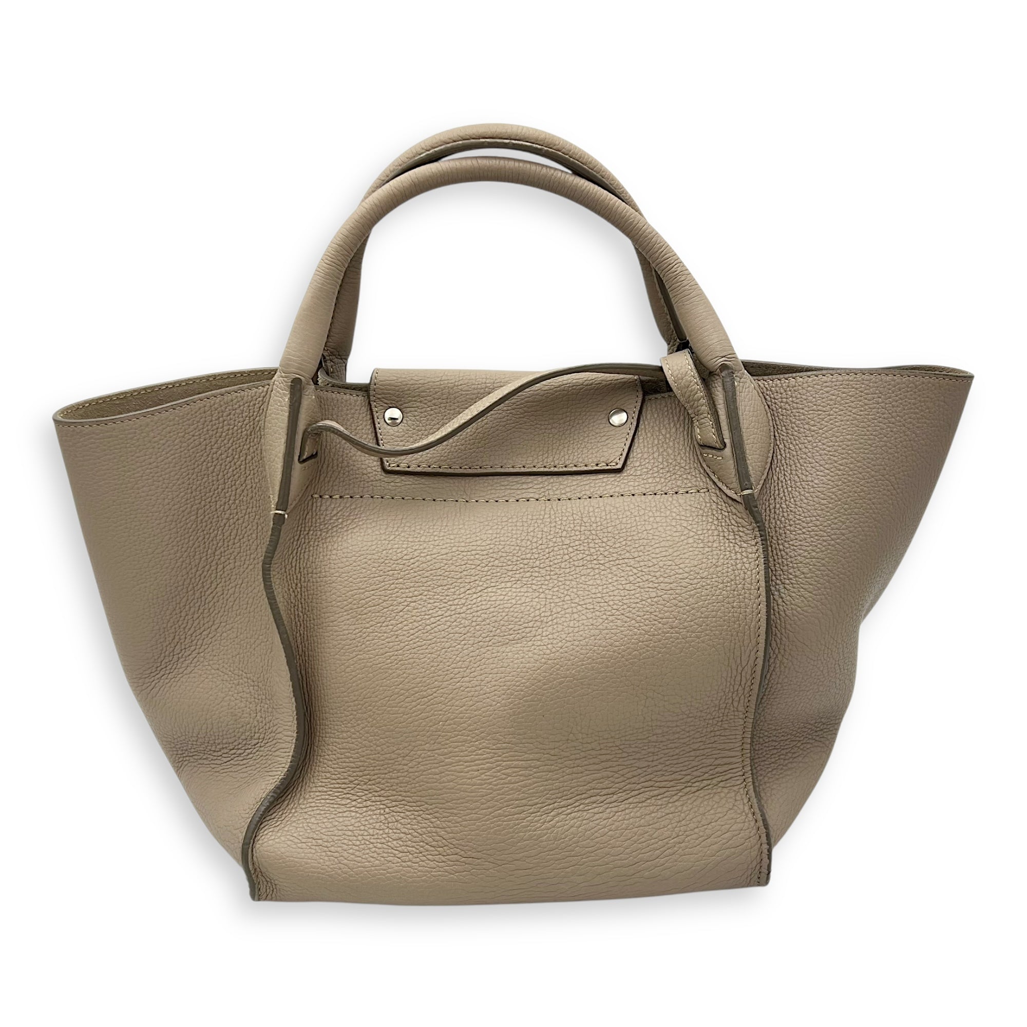 Celine Big Top Handle Bag Grey in Calfskin, Silver hardware_2