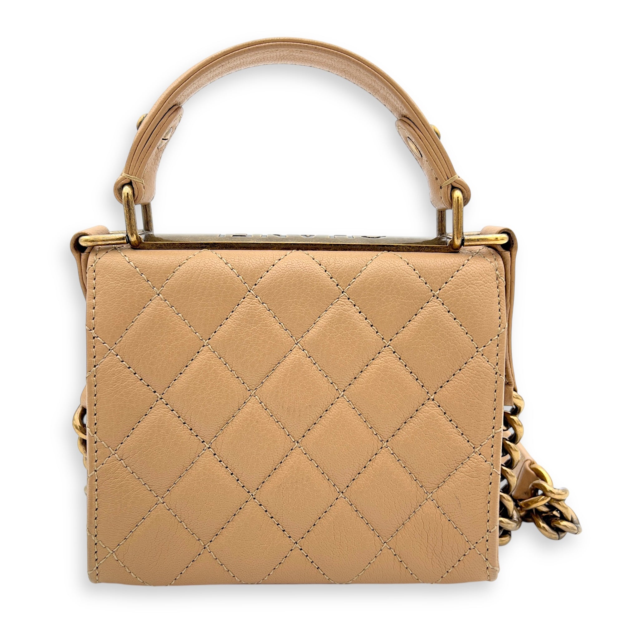 Chanel Rita Top Handle Bag Brown in Calfskin, Gold hardware_2