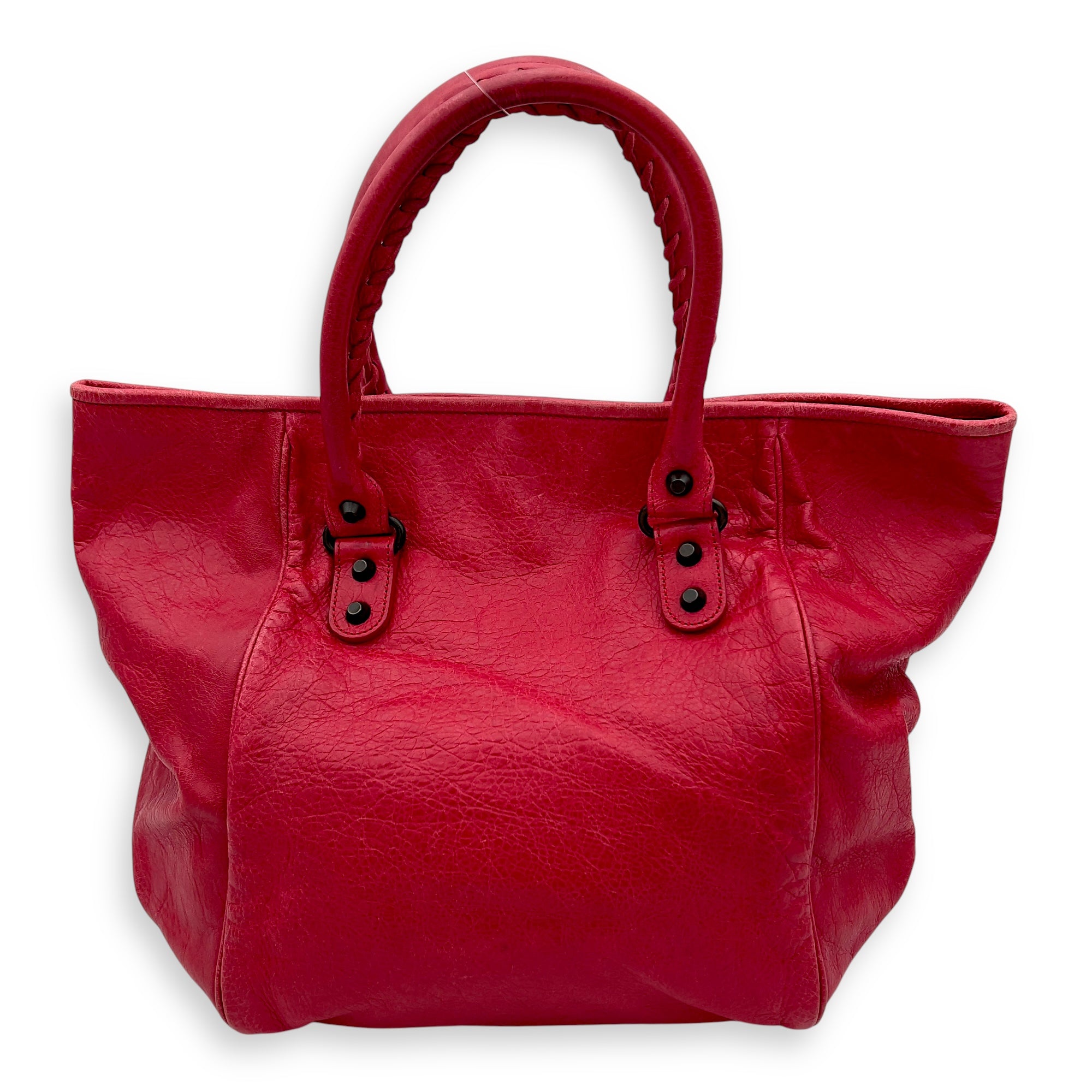 Balenciaga Sunday Red Top Handle Bag in Distressed Leather, Gunmetal hardware_2