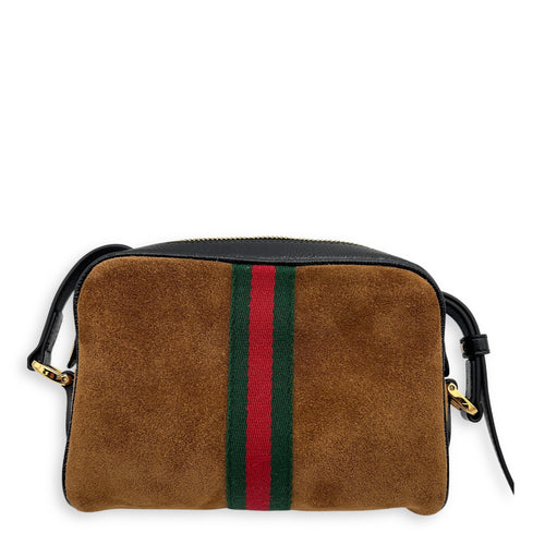 Gucci Ophidia Crossbody Bag Brown in Suede Leather, Gold hardware_2