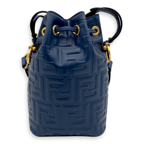 Fendi Mon Tresor Mini Blue Bucket Bag in Calfskin, Gold hardware_2