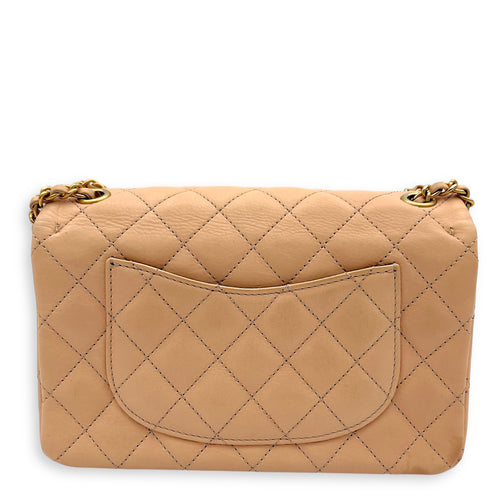 Chanel Mini Rectangle Shoulder Bag Beige in Lambskin, Gold hardware_2