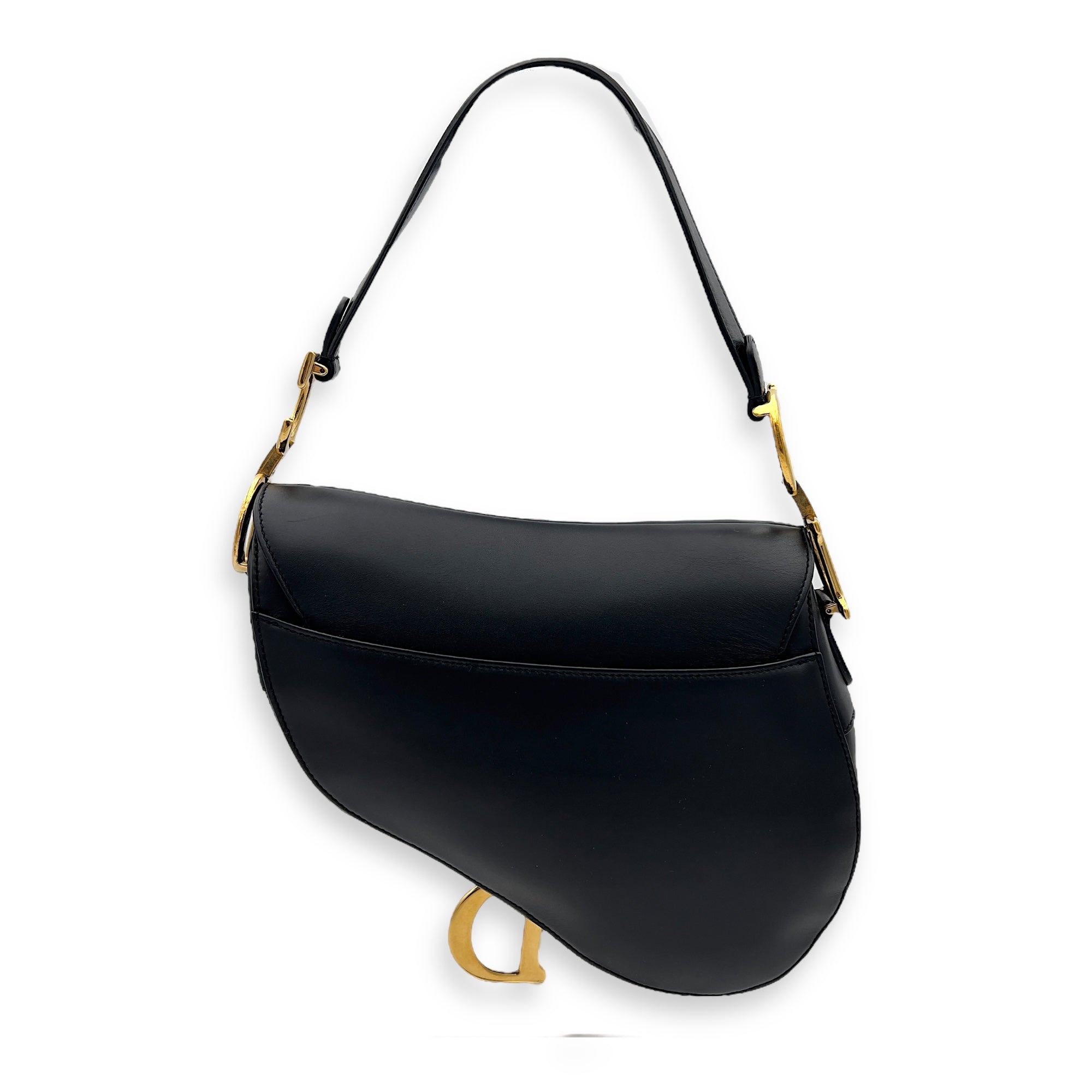 Christian Dior Saddle Shoulder Bag Black in Calfskin, Gold hardware_2