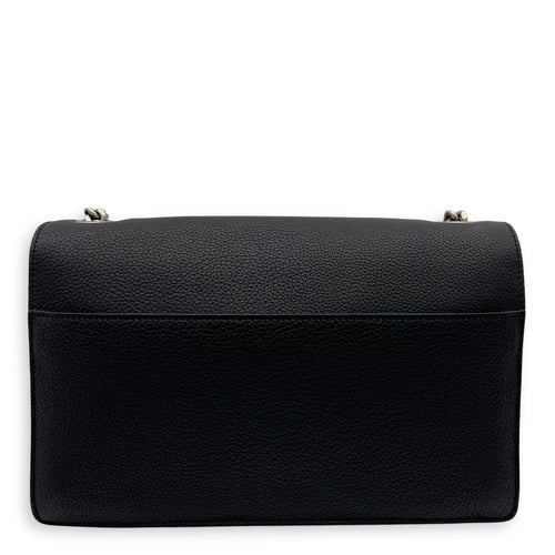 Saint Laurent Sunset Shoulder Bag Black in Calfskin, Silver hardware_2