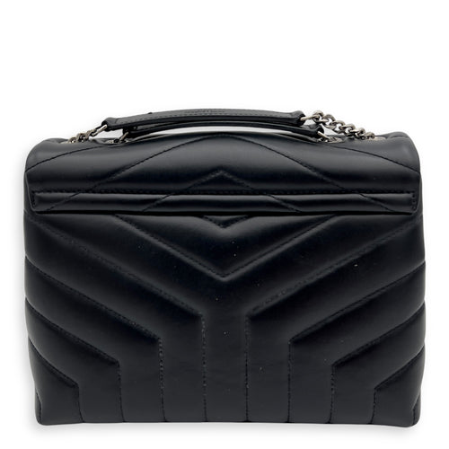 Saint Laurent Loulou Small Black Shoulder Bag in Calfskin, Silver hardware_7