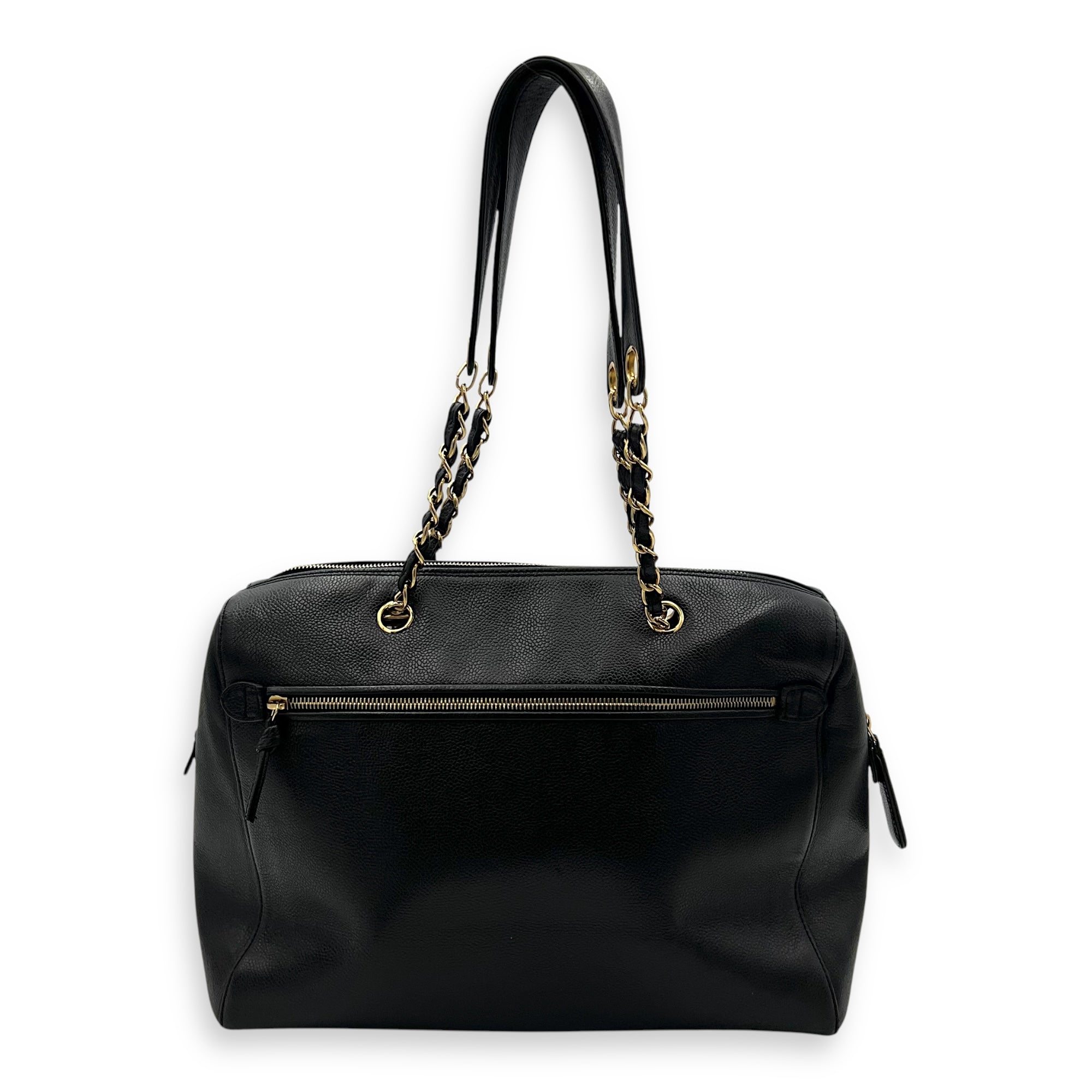 Chanel Vintage Shoulder Bag Black in Caviar Leather, Gold hardware_2