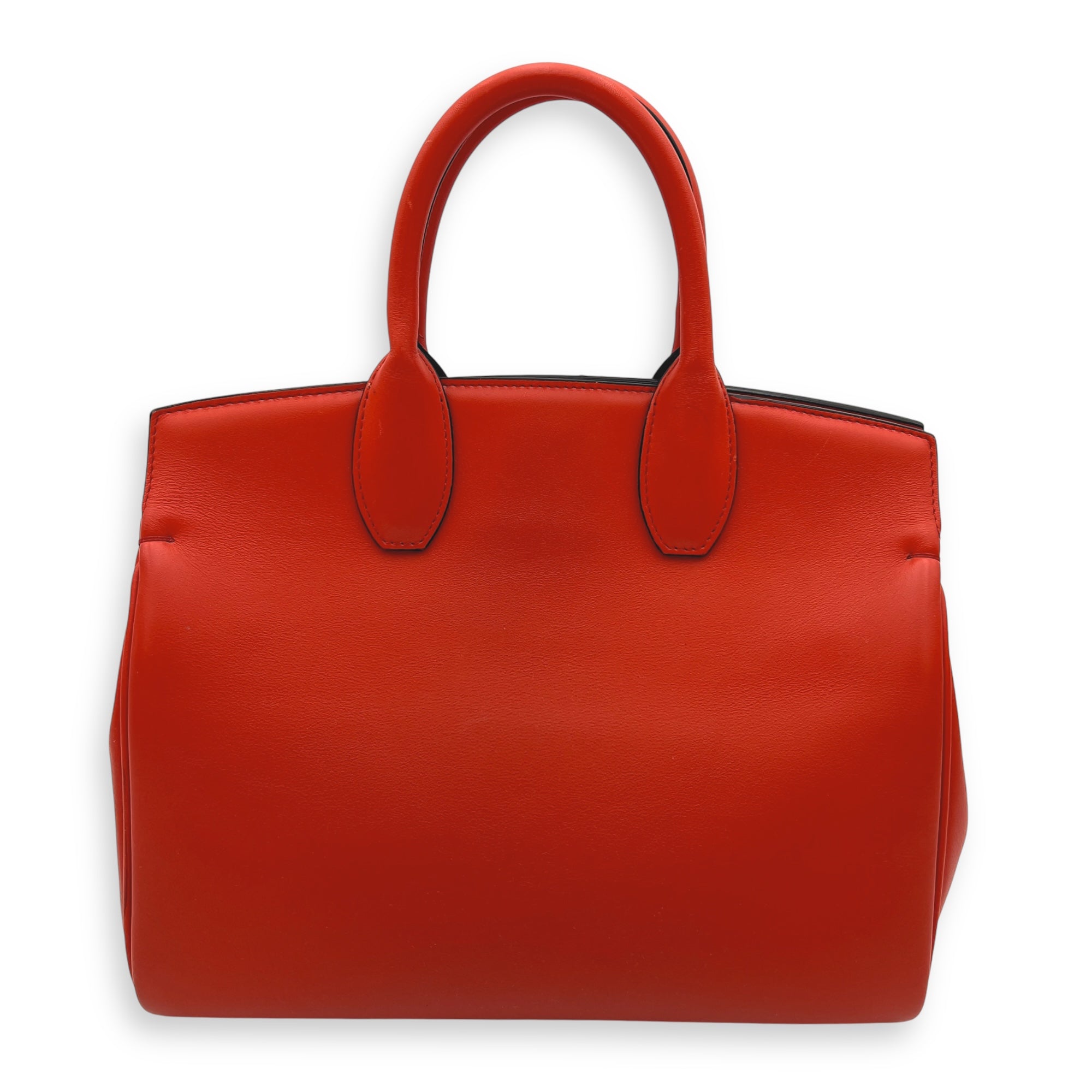 Salvatore Ferragamo Studio Red Top Handle Bag in Calfskin, Gold hardware_2