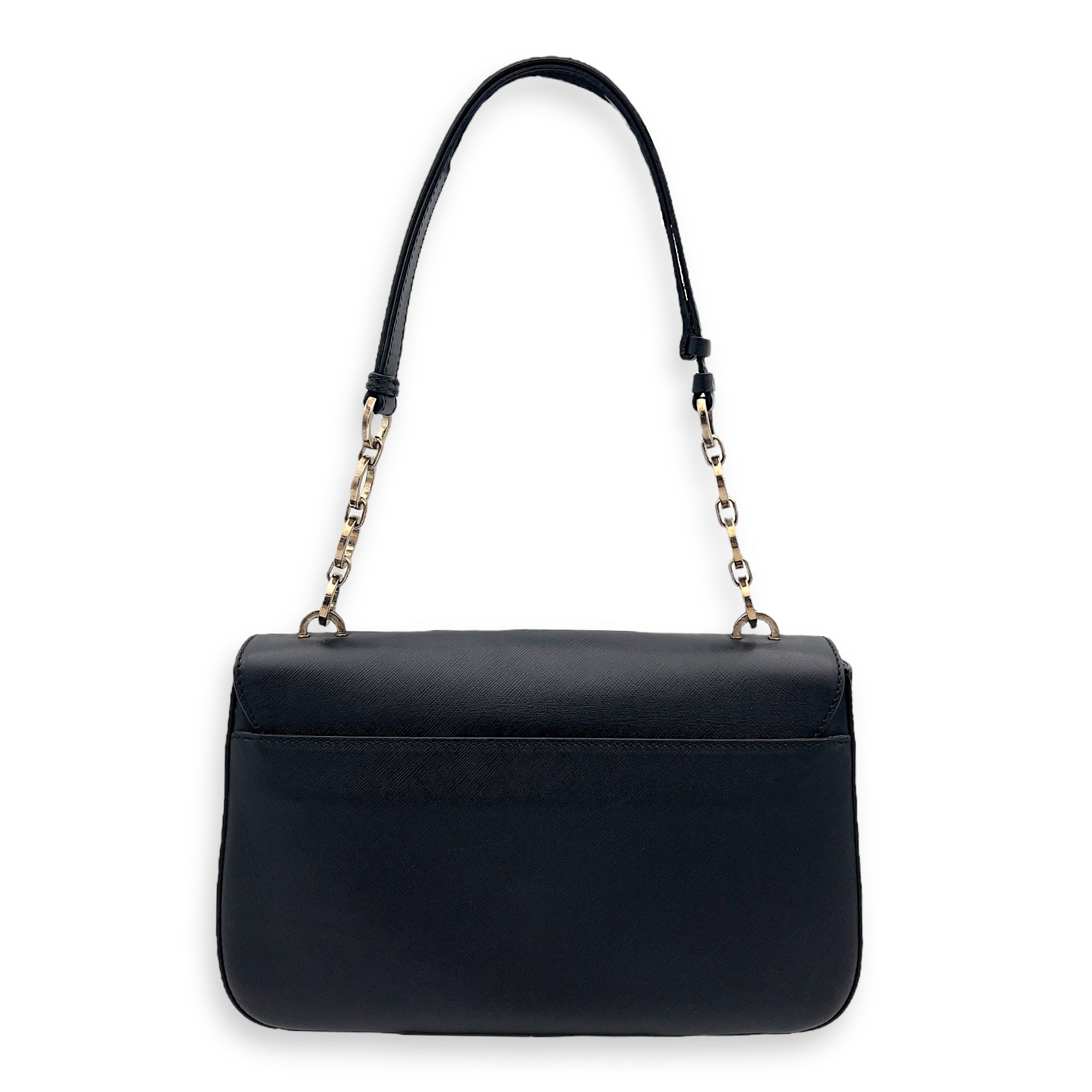 Salvatore Ferragamo Gancini Shoulder Bag Black in Calfskin, Silver hardware_2