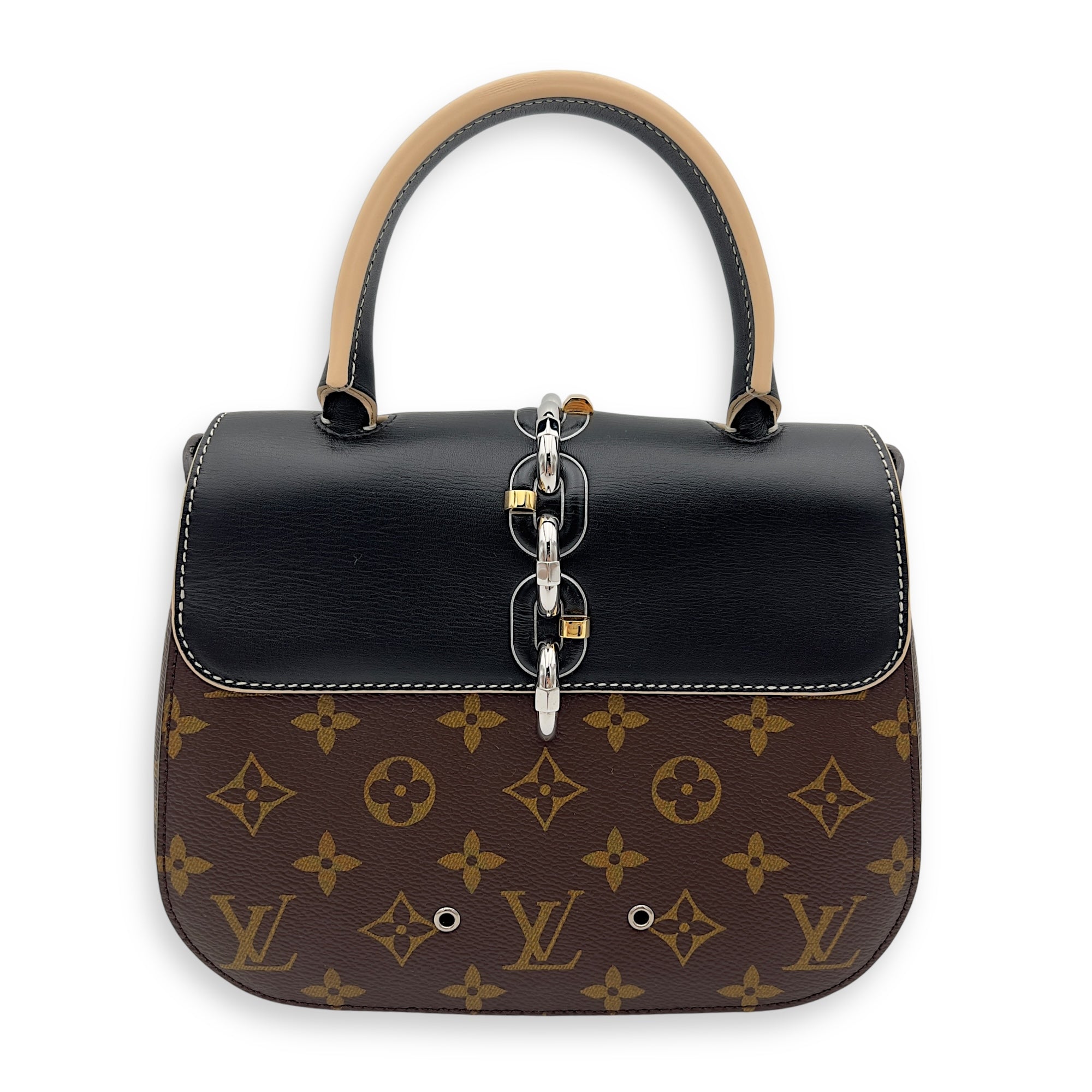 Louis Vuitton Chain It Top Handle Bag Brown in Monogram Coated Canvas, Silver hardware_2