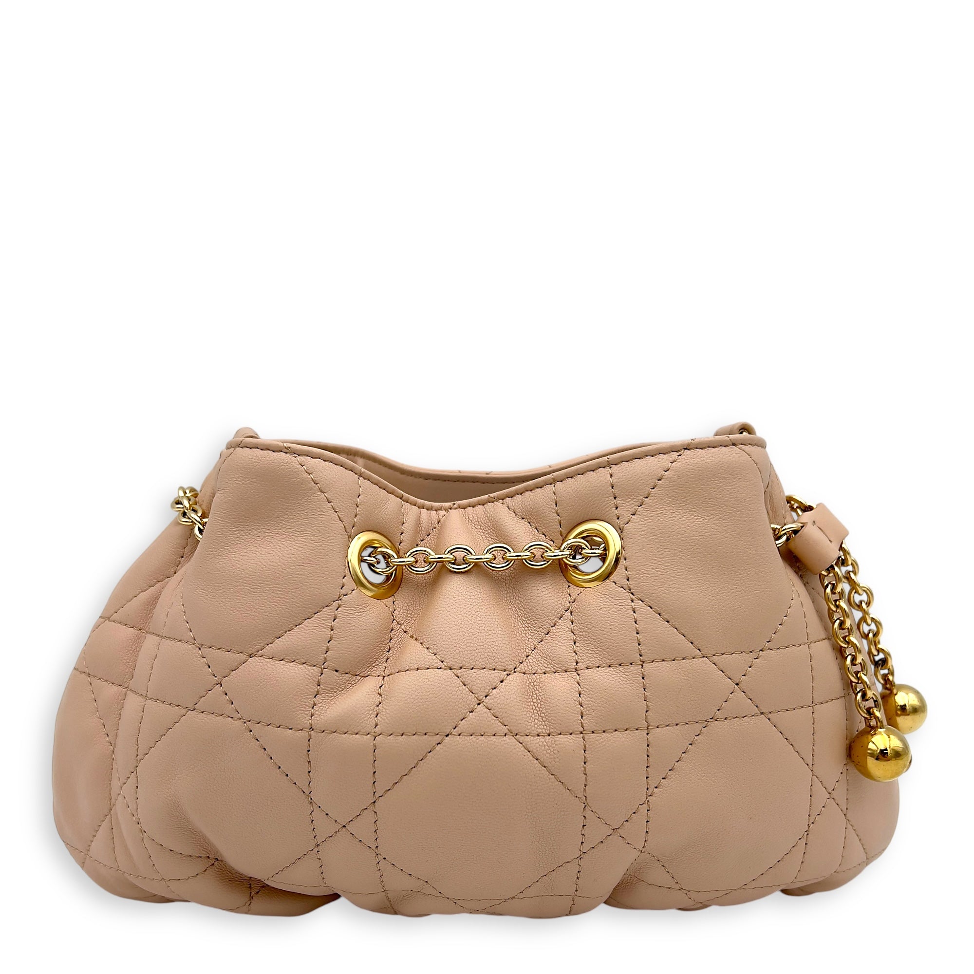 Christian Dior Ammi Chain Shoulder Bag Beige in Lambskin, Gold hardware_2