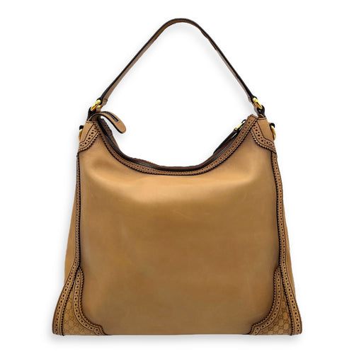 Gucci Duilio Brogue Shoulder Bag Brown in Calfskin, Gold hardware_2