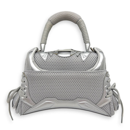 Balenciaga Sneakerhead Hourglass Grey Top Handle Bag in Canvas, Silver hardware_6