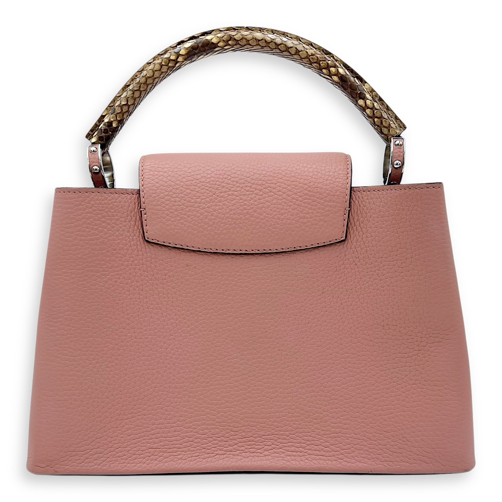 Louis Vuitton Capucines PM Pink Top Handle Bag in Taurillon Leather, Silver hardware_2