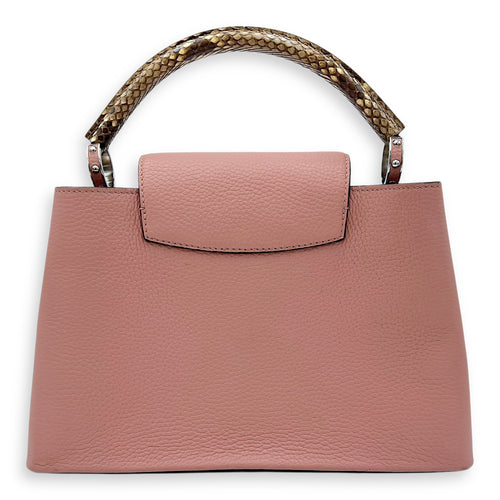 Louis Vuitton Capucines PM Pink Top Handle Bag in Taurillon Leather, Silver hardware_2