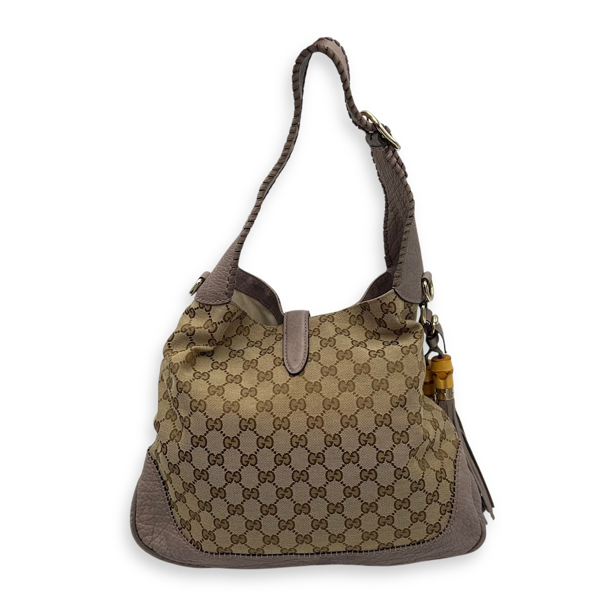 Gucci Jackie 1961 Shoulder Bag Brown in Canvas, Gold hardware_2