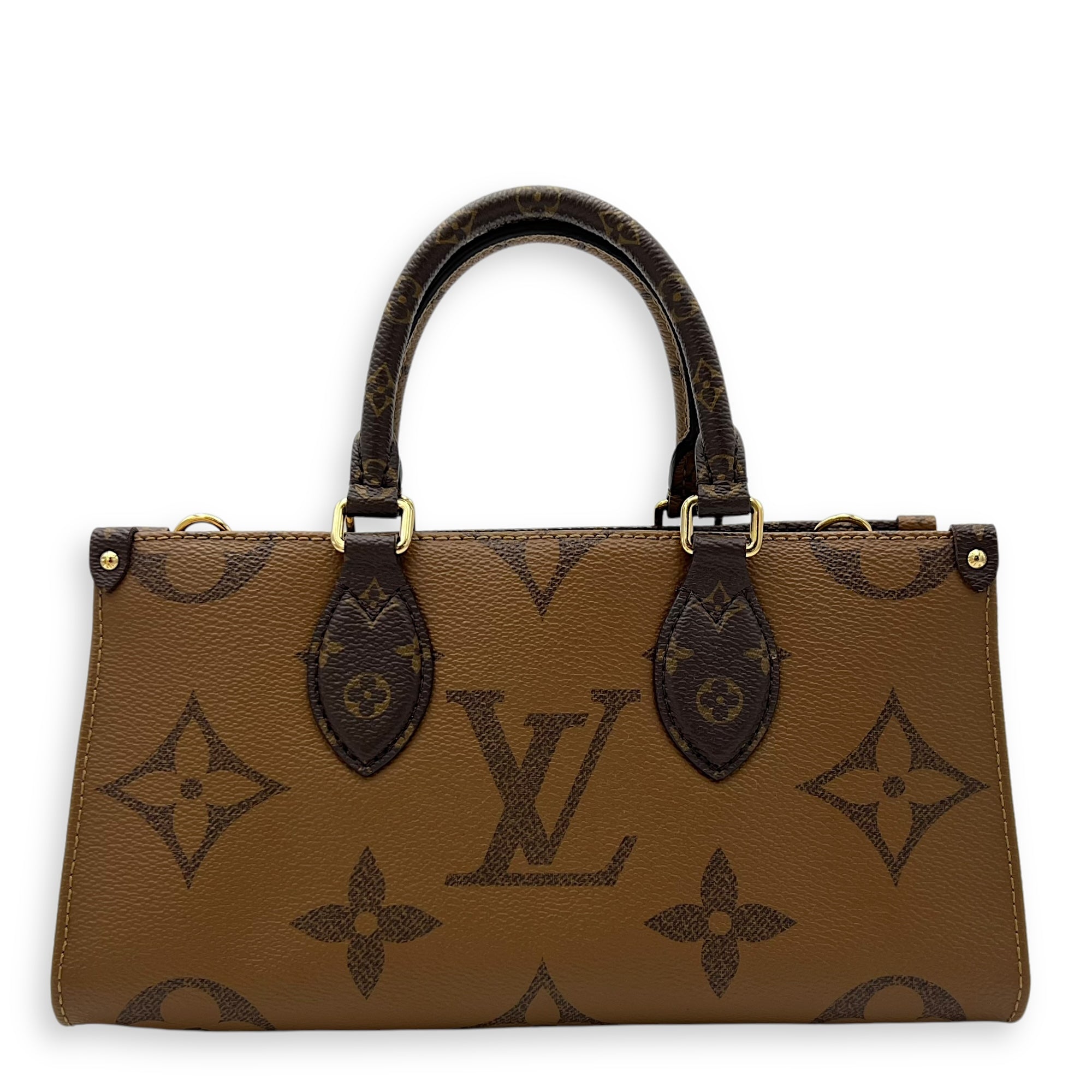 Louis Vuitton OnTheGo Tote Bag East West Brown in Monogram Coated Canvas, Gold hardware_2