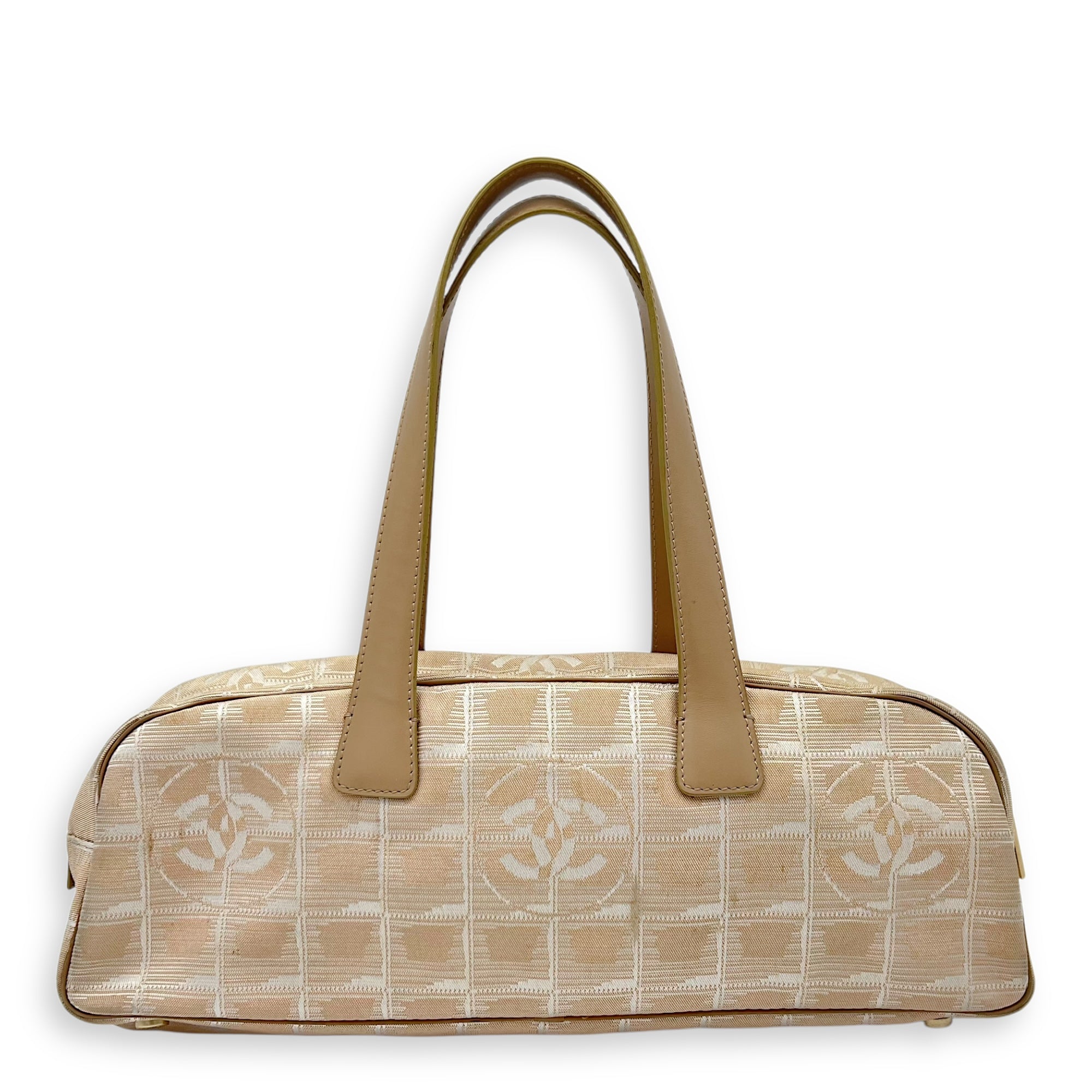 Chanel Travel Line Top Handle Bag Beige in Canvas, Gold hardware_2