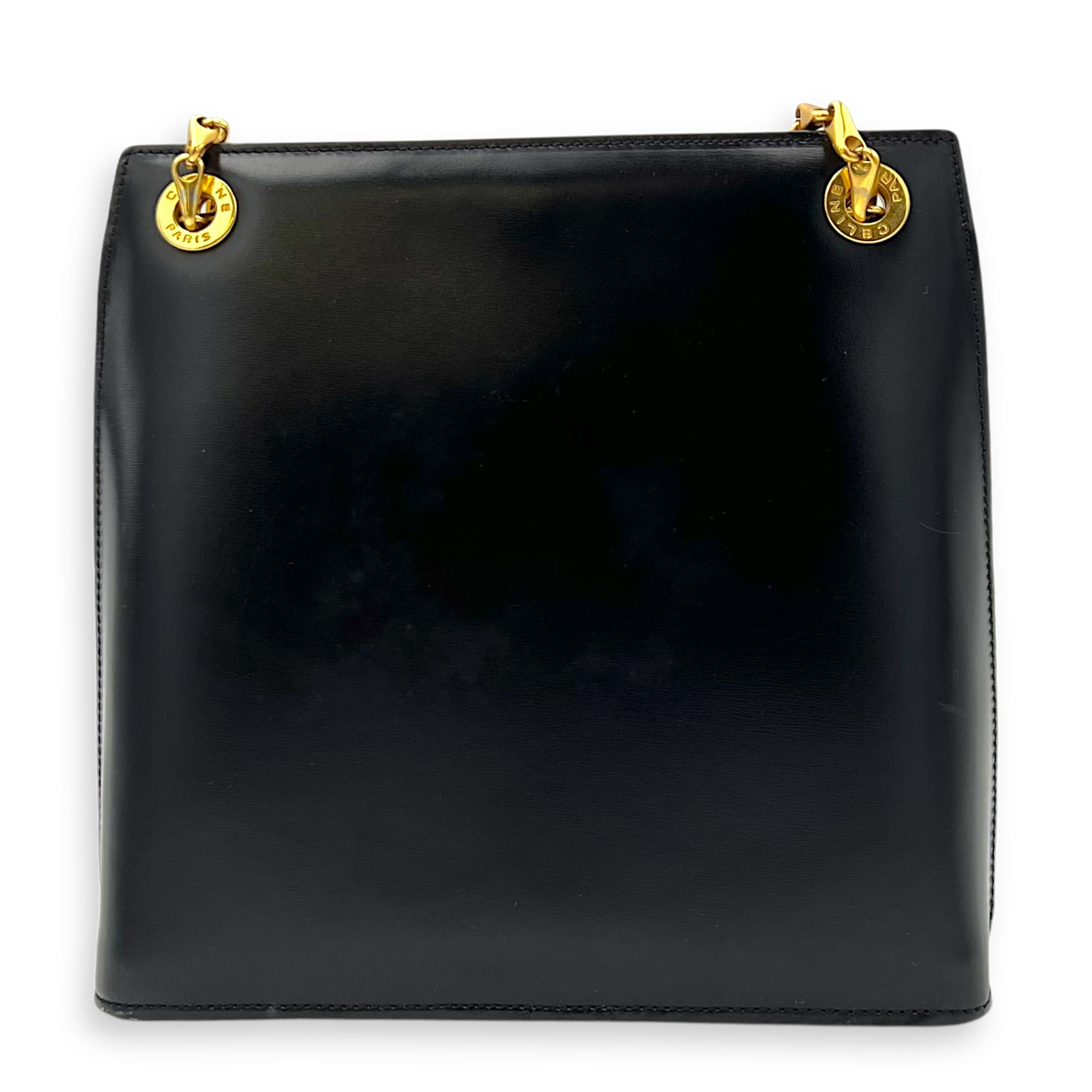 Celine Vintage Shoulder Bag Black in Calfskin, Gold hardware_2