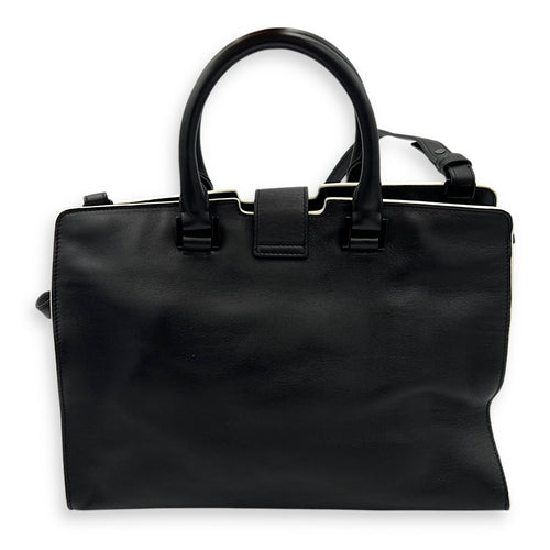 Saint Laurent Cabas Top Handle Bag Black in Calfskin, Silver hardware_2