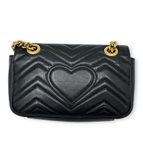 Gucci GG Marmont Mini Black Shoulder Bag in Calfskin, Gold hardware_2