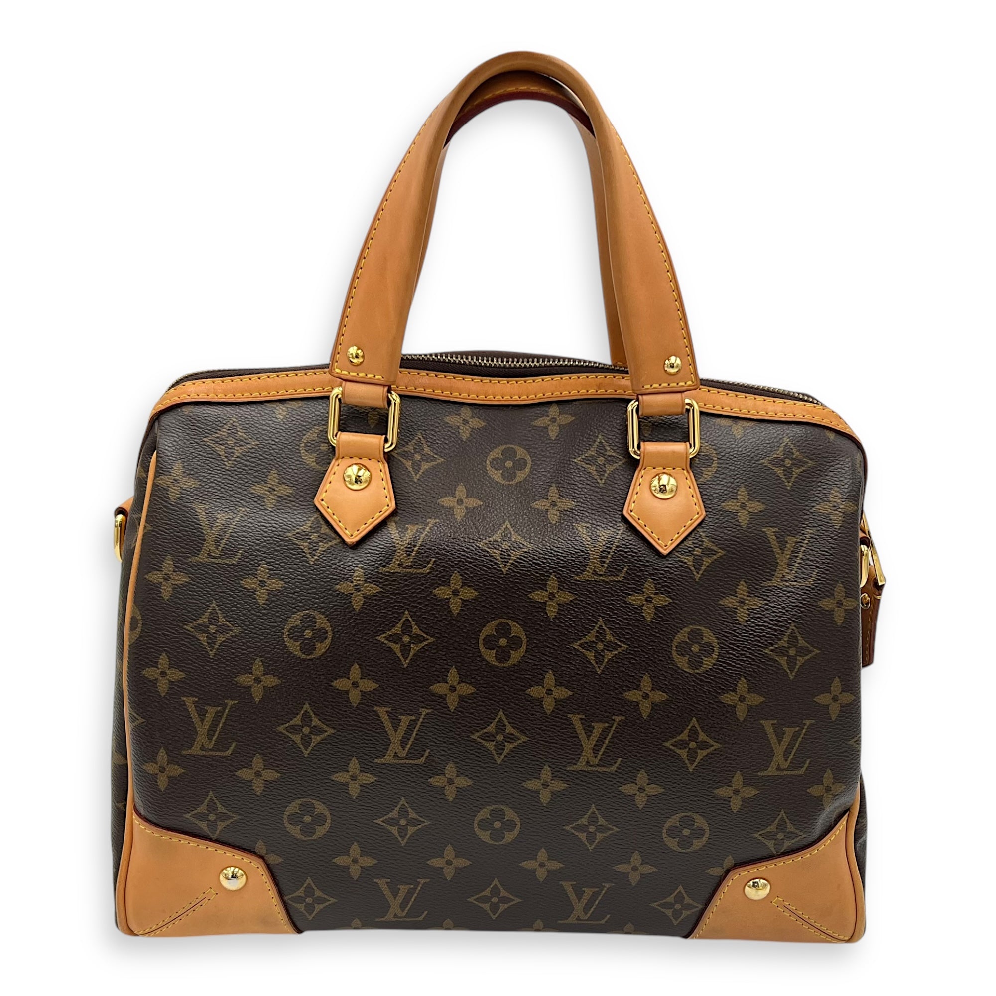 Louis Vuitton Retiro PM Brown Top Handle Bag in Monogram Coated Canvas, Gold hardware_2