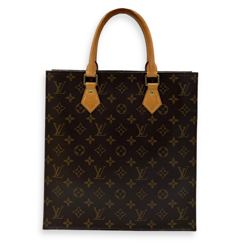 Louis Vuitton Sac Plat PM Brown Top Handle Bag in Monogram Coated Canvas, Gold hardware_2