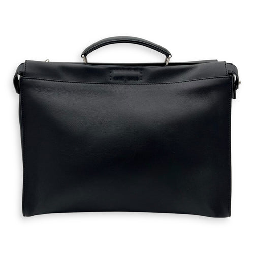 Fendi Peekaboo Black Top Handle Bag in Calfskin, Silver hardware_2