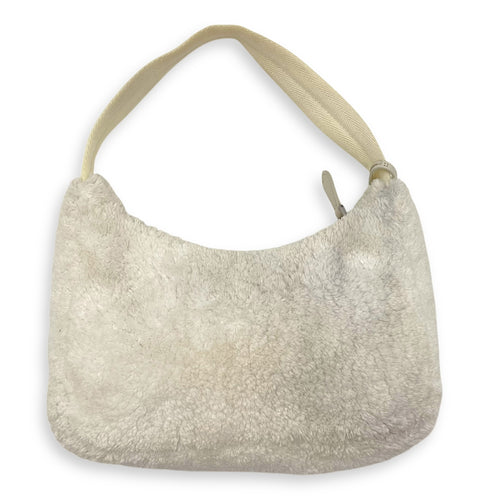 Prada Logo Shoulder Bag White in Wool, Silver hardware_2