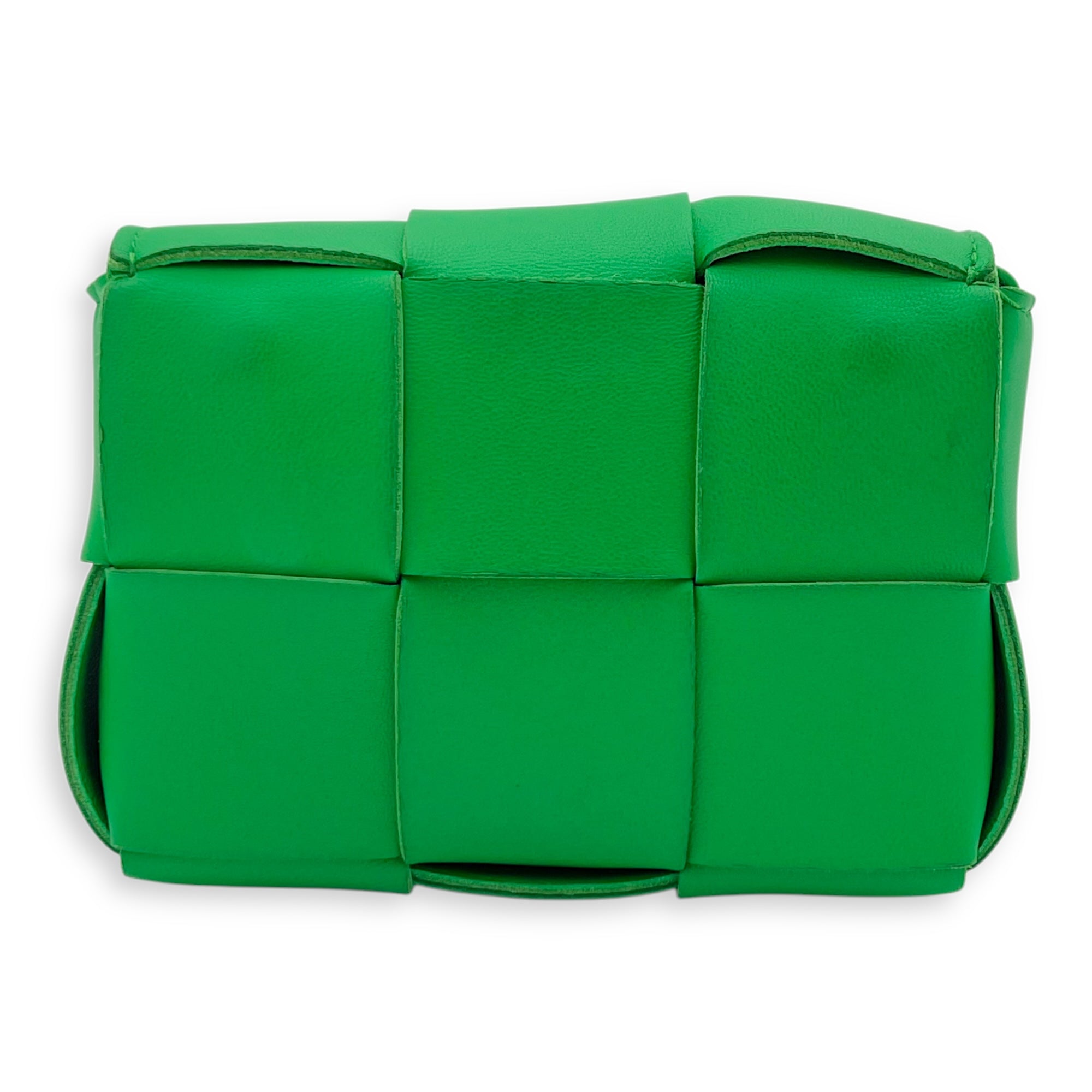 Bottega Veneta Cassette Green Crossbody Bag in Lambskin, Gold hardware_2
