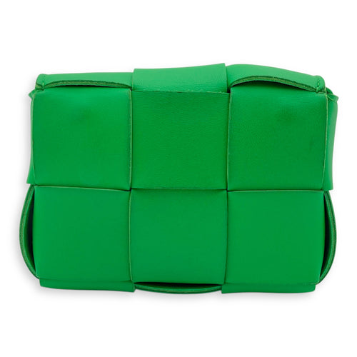 Bottega Veneta Cassette Green Crossbody Bag in Lambskin, Gold hardware_2
