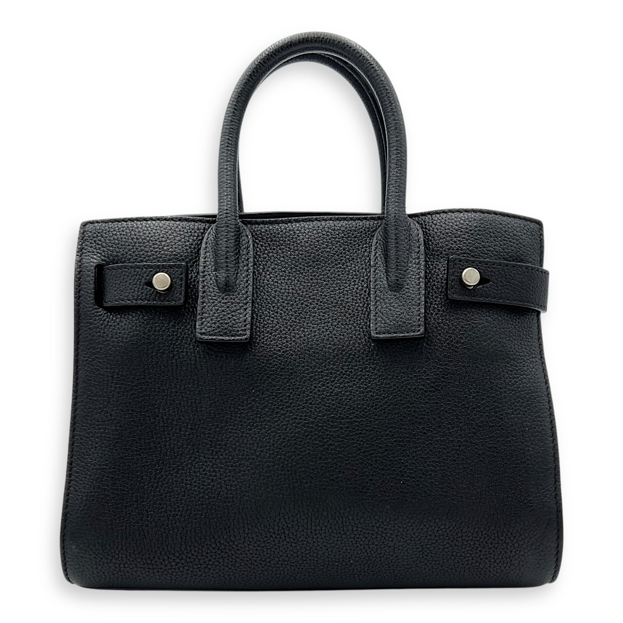 Saint Laurent Sac de Jour Nano Black Top Handle Bag in Calfskin, Silver hardware_2