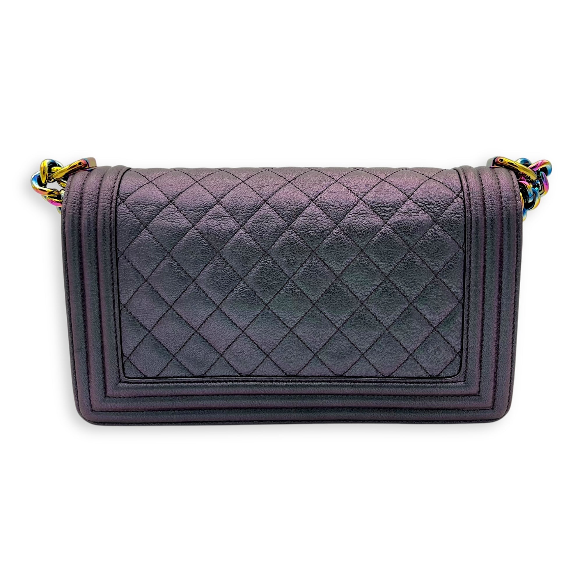 Chanel Boy Medium Iridescent Shoulder Bag in Goat Leather, Iridescent hardware_2