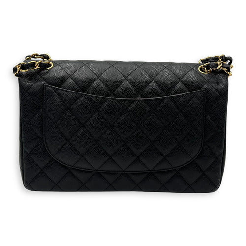 Chanel Classic Double Flap Jumbo Black Shoulder Bag in Caviar Leather, Gold hardware_2