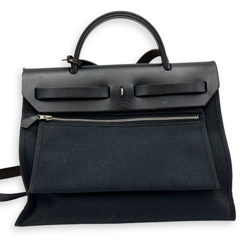 Hermès Herbag 31 Black Top Handle Bag in Canvas, Silver hardware_2