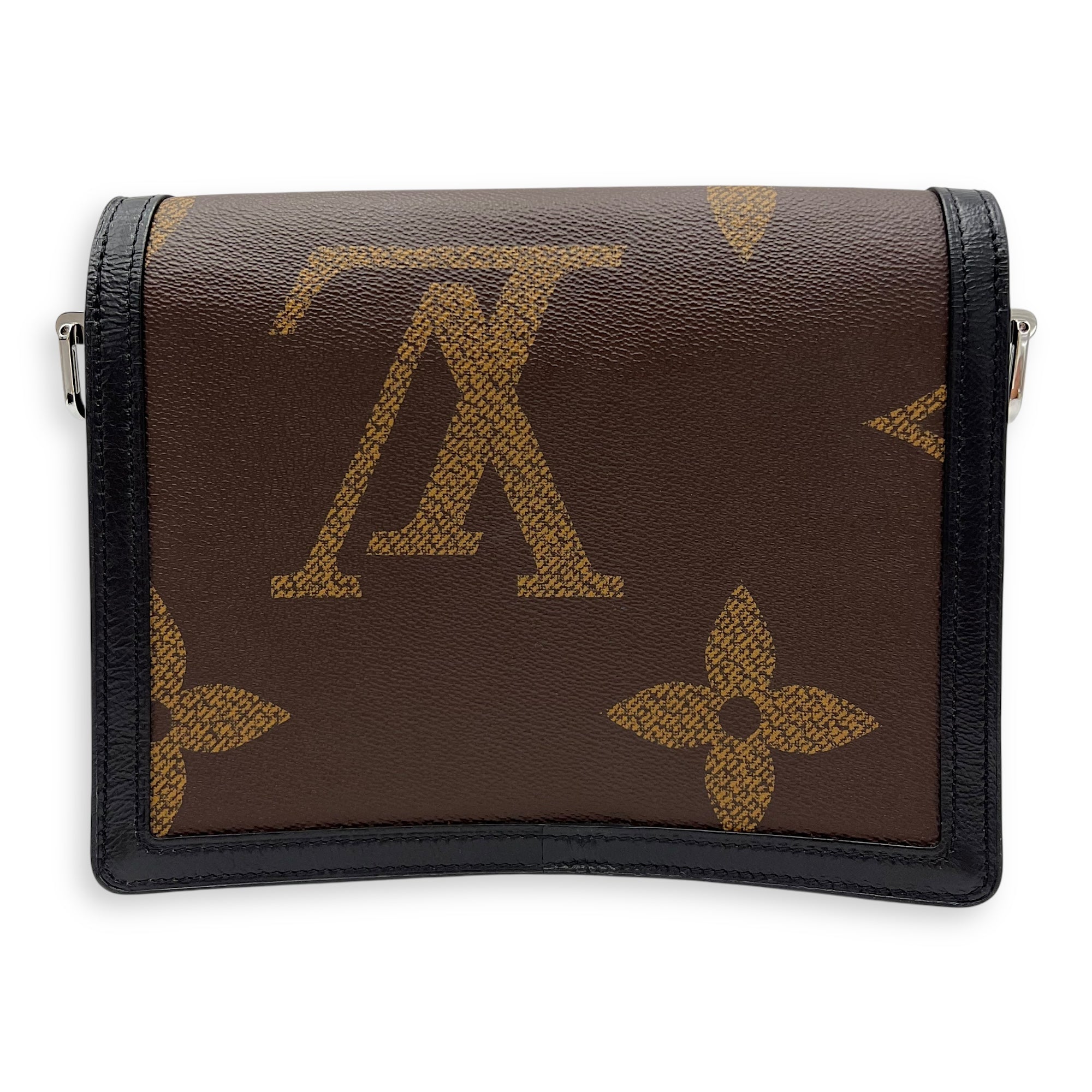 Louis Vuitton Dauphine Reverse Giant MM Brown Shoulder Bag in Coated Canvas, Silver hardware_2