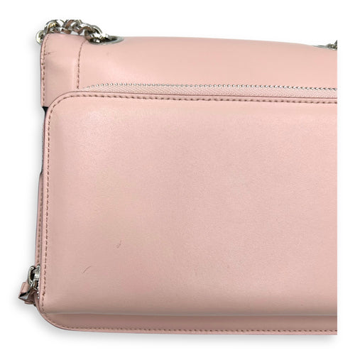 Salvatore Ferragamo Vara Bow Crossbody Bag Pink in Calfskin, Silver hardware_12