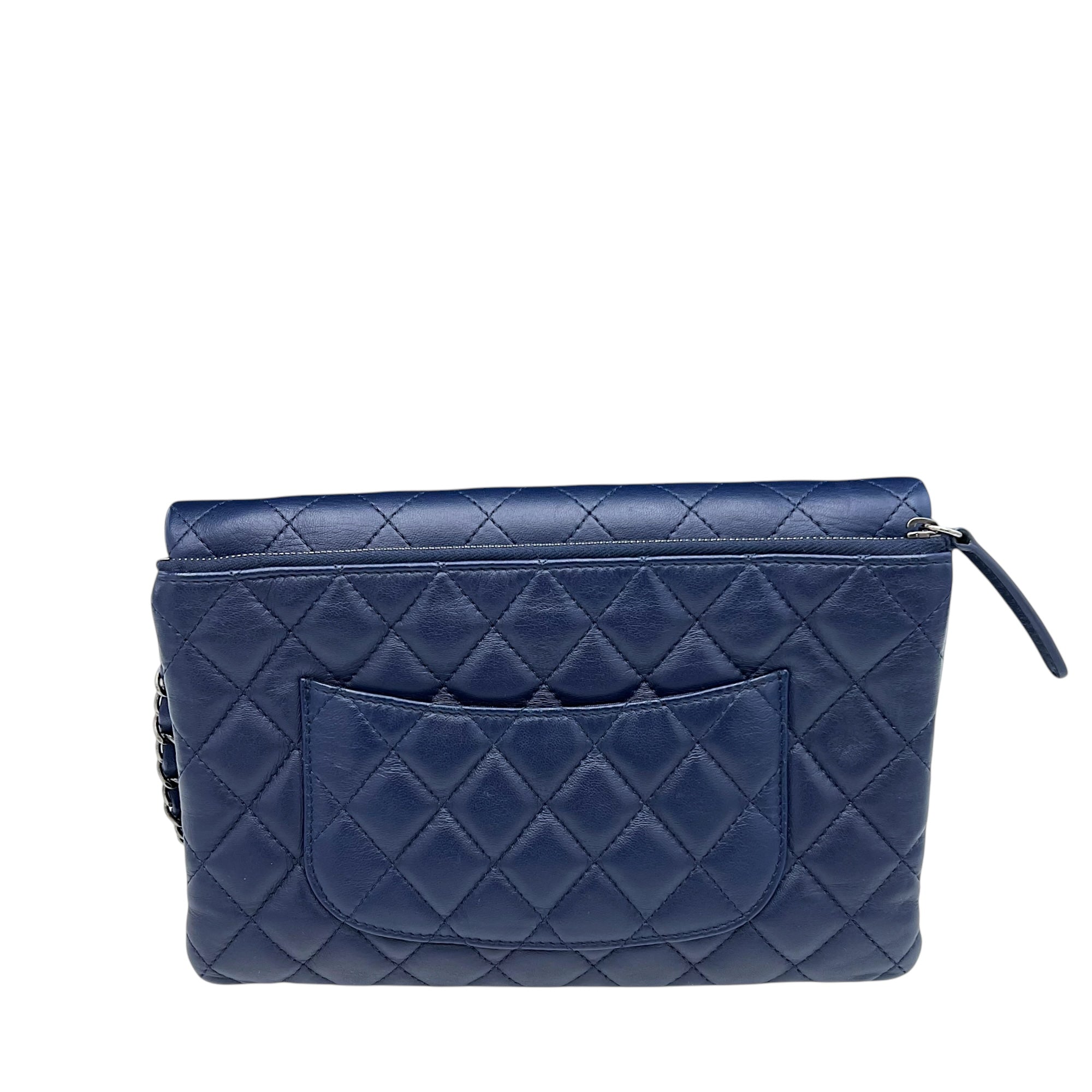 Chanel Chain Flap Blue Crossbody Bag in Lambskin, Ruthenium hardware_2