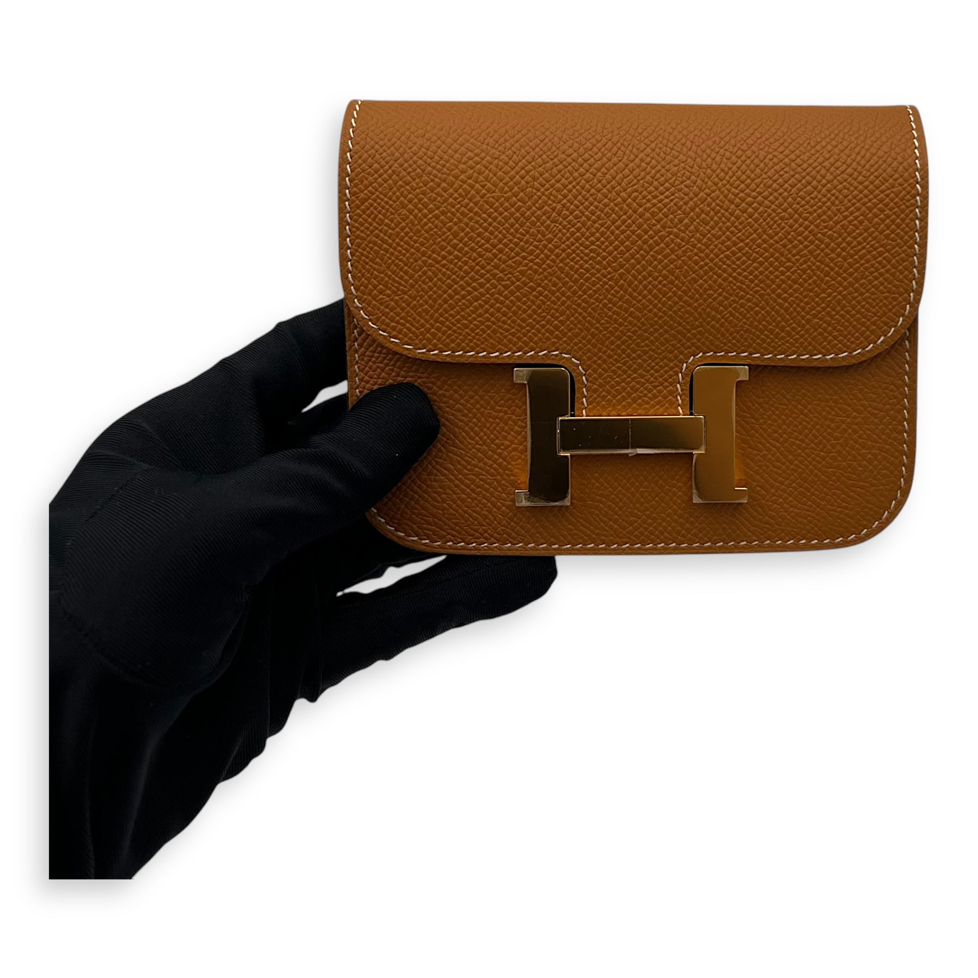 Hermès Constance Slim Toffee Wallet in Epsom, Gold hardware_2