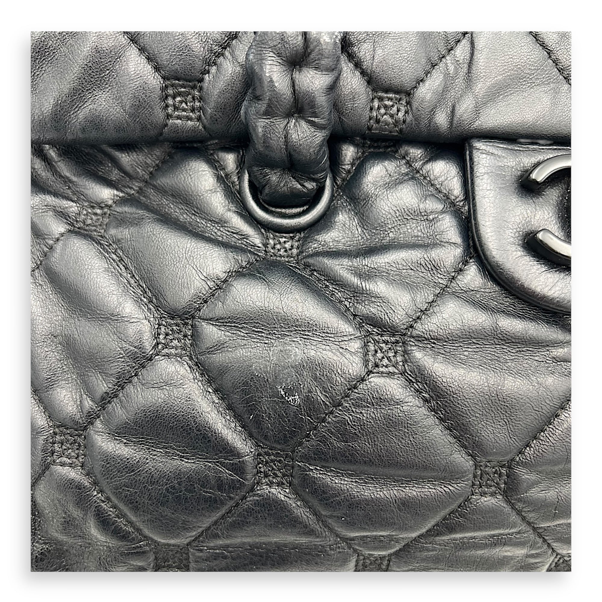 Chanel Hidden Chain Flap Black Top Handle Bag in Calfskin, Silver hardware_6