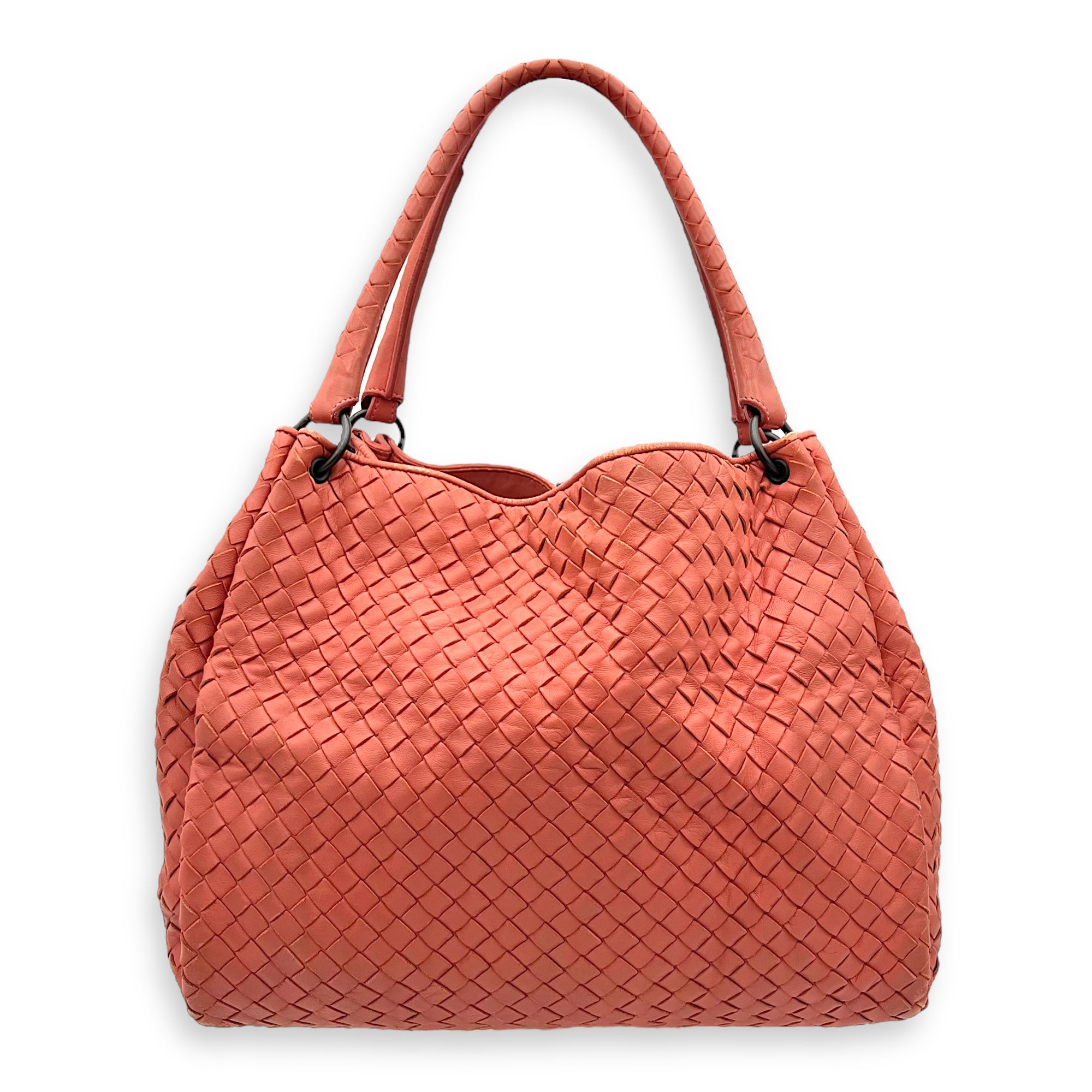 Bottega Veneta Hobo Top Handle Bag Pink in Lambskin, Gunmetal hardware_1